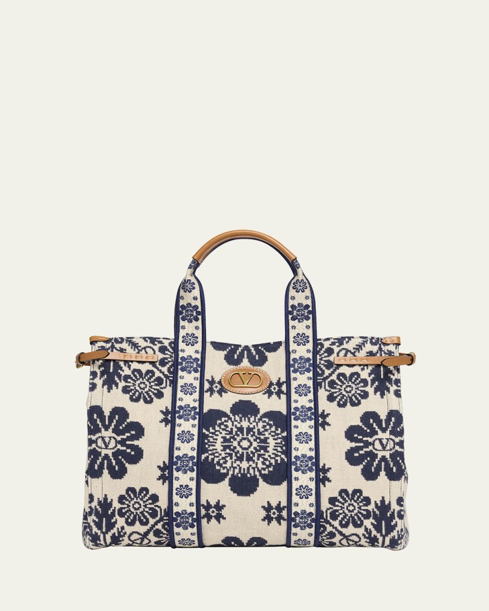 Antibes Jacquard Flower Canvas Tote Bag